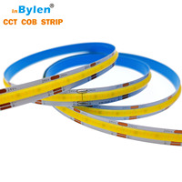 IP20 10mm Cob şerit su geçirmez açık alan aydınlatması 5 metre 90 ° 3 yıl garanti çift renk akıllı CCT LED şeritler toptan Shenzhen RTS