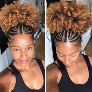 Moño de Pelo Sintético Afro Rizado, Cola de Caballo con Cordón, Moño de Pelo Esponjoso, Color OMBRE de Alta Calidad - Product Image 4