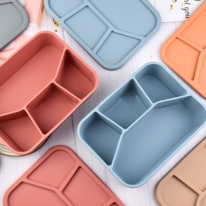 Food Grade Silicone Bento Lunch Box 4 <strong>Compartments</strong> Collapsible Lunch Box Silicon Food Storage Container With <strong>Lid</strong> - Product Image 3