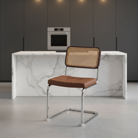 Chaise en rotin de style rétro moderne dossier en bois massif meubles de salle à manger commerciaux créatifs pour la maison de ferme minimaliste en PU PC