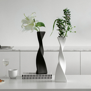 Creative Spiral Decor Simple Black and White Big Porcelain <strong>Floor</strong> <strong>Vase</strong> Tall Ceramic <strong>Vases</strong> for Modern Home Centrepiece - Product Image 2