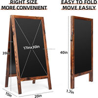 Tableau noir magnétique sur pied en bois KBW Outdoor A-Frame 40x20 pour menu de trottoir, idéal pour cuisine, bar, maison, restaurant