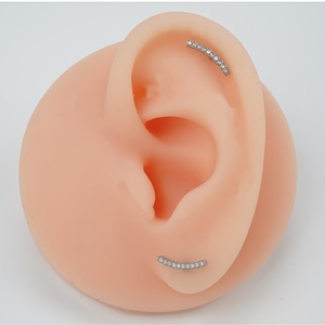 <b>Titanium</b> Alloy White Zirconium Long Bar Earrings 11.7mm Lip <b>Studs</b> Ear Bone <b>Studs</b> Piercing Jewelry - Product Image 4