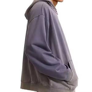 <span class=keywords><strong>Felpa</strong></span> <span class=keywords><strong>Oversize</strong></span> con Cappuccio Effetto Sbiadito e Consumato, Stile Streetwear, Personalizzabile OEM, Vestibilità Ampia, Lavaggio <span class=keywords><strong>Viola</strong></span>, per Uomo - Product Image 2