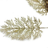 Noël décoration de la maison plantes artificielles personnalisées Simulation de feuille en plastique poudre d'or OEM fleurs décoratives et couronnes
