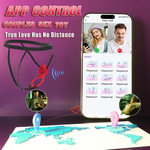 Coppia rosa App telecomando vibratore indossabile mani libere Panty clitorideo stimolatore vibrante anello del cazzo giocattolo del sesso per adulti - Product Image 4
