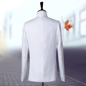 Traje de Hombre Bordado, Traje Casual Estilo Zhongshan, Azul y Blanco Porcelana, <span class=keywords><strong>Ropa</strong></span> para Presentaciones en Escenario - Product Image 4