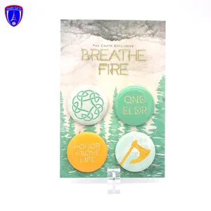 呼吸火底卡锡扣徽章38毫米圆形塑料锡章圣诞节促销活动带安全别针