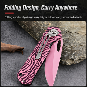 Cuchillo Plegable Rosa Elegante con Impresión 3D para Mujeres y Niñas, Herramienta EDC para Exteriores, Cuchillo para Frutas, Totalmente Personalizable, Venta al Por Mayor - Product Image 5