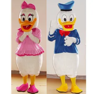 Costume de mascotte canard Duffy duck de dessin animé, grande taille, tenue humaine, mascotte canard de dessin animé, costume pour petite amie