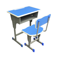 Ensemble de bureau et chaise d'écolier personnalisable en métal, design sud-ouest, 1 tiroir, hauteur réglable, écologique et durable