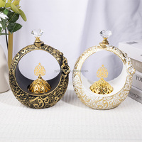 Brûleur d'encens islamique Bakhoor, design rond décoratif en résine avec intérieur métallique, décoration de table pour la maison, Ramadan, Eid