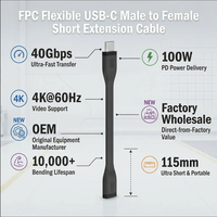 Câble court FPC USBC en gros 180 °   Chargeur rapide PD 100W rotatif double style, transfert de données 40 Gbps, vidéo 4K, certifié CE RoHS