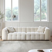 Canapé scandinave carré moderne avec chaise longue, pieds en bois, design modulaire sectionnel, idéal pour les écoles et les parcs, élégant pour salon capitonné