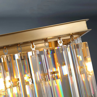 Lustre rectangulaire créatif de style designer de luxe en cristal, luminaire suspendu en laiton pour villa, salon, hall d'hôtel