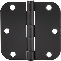 Charnières de porte intérieures robustes en acier For Basics, à rayon arrondi de 5/8 po, avec vis incluses, 3,5 po x 3,5 po, noir mat, lot de 18