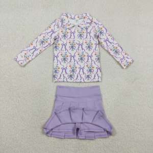 GLP3238 RTS Conjunto de Ropa para Niña Pequeña con Estampado de Lazos Rosas y Rayas, Venta al por Mayor, Manga Larga - Product Image 3