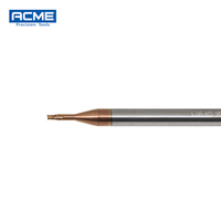 Fraise à micro-embout en carbure de tungstène HRC60, diamètre mini 1,5 mm, pour métal, 2 flûtes, avec rayon d'angle