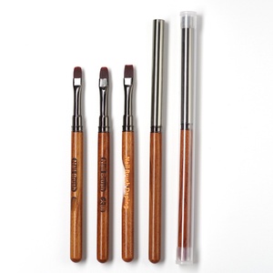 Grand pinceau à ongles rond à tête plate en acrylique, manche en bois de santal avec capuchon, stylo de sculpture et de peinture élégant, outil de manucure professionnel - Product Image 5