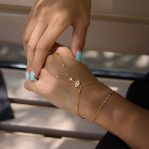 Bracelet esclave J&D Jewelry <span class=keywords><strong>Evil</strong></span> Eye Star en acier inoxydable plaqué or 18 carats, double couche, pour femme - Product Image 2