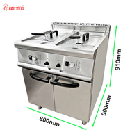 Fabricant d'équipements de cuisine professionnels, friteuses à gaz à double réservoir, friteuse en acier inoxydable avec un cabinet