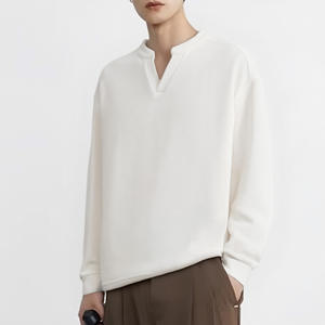 Sudadera de Cuello en V de Algodón 100% de Primera Calidad, Ligera, de Lujo, Holgada, <span class=keywords><strong>con</strong></span> Logotipo Personalizado al por Mayor para Hombre - Product Image 5