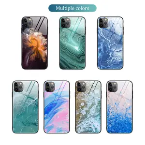 Étui de téléphone en verre trempé au design marbré pour Iphone 15 Pro Max 14 Plus 13 Mini 12 Pro 11 XR