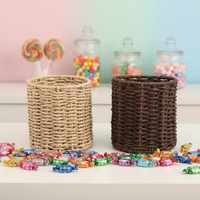 Panier de rangement rectangulaire multifonctionnel éco-responsable 2026, tressé à la main en corde de papier et rotin plastique, fabrication moderne de précision