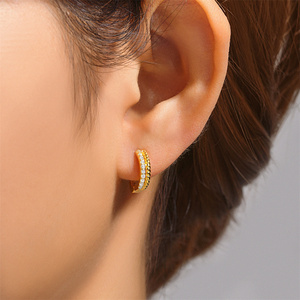 CANNER Nouvelles Boucles d'Oreilles Huggies en Or 18K et Argent 925 avec Zircon Blanc, Petites Boucles d'Oreilles Torsadées pour Femmes, Bijoux, Cadeau de Noël, Soirée - Product Image 5