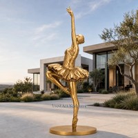 Sculpture de ballerine en bronze de 200 cm, fontaine personnalisée, statue de danseuse de ballet, décoration extérieure pour jardin, villa, hôtel, vente en gros