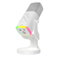 Microphone à condensateur dynamique YU8 avec éclairage RGB, suppression du bruit, 48V, léger, filaire, type-C, pour streaming en direct, jeux et enregistrement