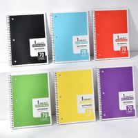 Carnet spirale personnalisé 1 matière, couverture en tissu PP, 70 feuilles lignées perforées détachables, perforation 3 trous, pour usage professionnel et scolaire
