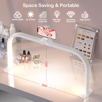 Grande lampe de bureau pour ongles en forme de demi-lune avec support pour téléphone, lampe à ongles en arc de 28 pouces pour manucure professionnelle et travaux de précision