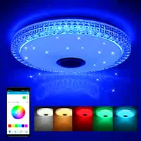 Moderne cristal bord musique plafonnier coloré RGB télécommande APP maison lumière intelligente LED musique plafonnier