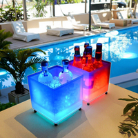 PP Plastique Bière Vin Boissons Glacière Acrylique Sentiment Seaux À Glace avec Led Design Coloré Boîtes Accepter 3.5L Personnaliser