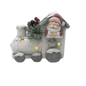 圣诞圣诞老人驾驶火车屋陶瓷工艺品和礼品白云石造型设计