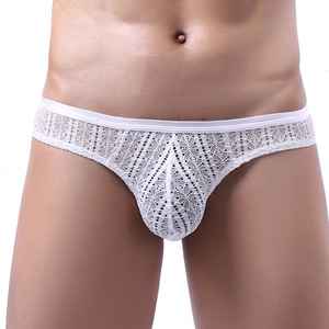 Calzoncillos de encaje transpirables de talle bajo para hombre, diseño erótico, ultrafinos, transparentes, de malla de nailon, con bolsa de realce, para discoteca gay, venta al por mayor - Product Image 2