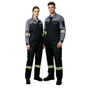 Combinaisons ignifuges réfléchissantes bicolores en pur coton, haute visibilité, vêtements de travail de sécurité pour la construction de ports, quais et tunnels - Product Image 1