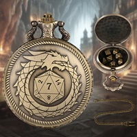 Donjons et Dragons Cadeaux Mini dés polyédriques en métal DND avec coque de montre de poche