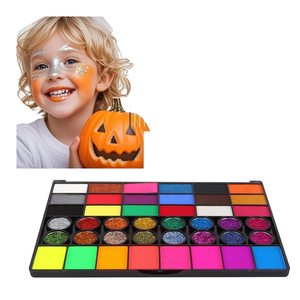 Kit de peinture de visage doux pour enfants 42 couleurs vives activées par l'eau non toxique 40 éponges pinceaux à <span class=keywords><strong>pochoir</strong></span> - Product Image 1