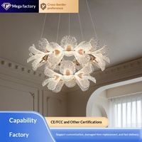 Lustre LED tricolore à intensité variable de style français pour salon et salle à manger, luxe haut de gamme en fer et acrylique