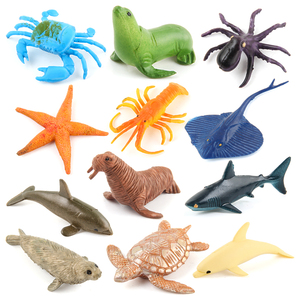 Mini conjunto de juguetes de PVC para niños, Set de animales marinos, modelo STEM, educativo, Tortuga, Delfín, estrella de mar, tiburón, 12 Uds. - Product Image 1