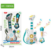 Ensemble de jouets guitare et microphone en plastique pour enfants avec lumières et effets sonores - Cadeau éducatif interactif pour l'apprentissage précoce des enfants