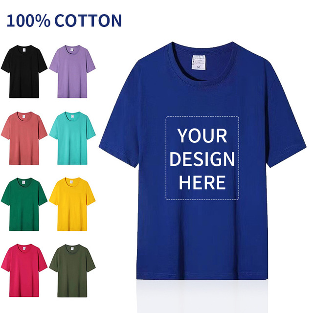 Customized Printed T-shirts 100% Pure Cotton Round Neck Workwear Oversized Blank Men's T-shirt Promotional Event Tshirts