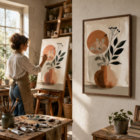 Peinture à l'huile Art Déco blanche 100% faite à la main sur toile de coton 450 GSM avec cadre, taille et design personnalisés pour usage domestique et commercial