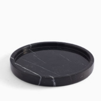 Plateau et assiette de service ronds en marbre gris personnalisés, durables, classiques et polis pour les fêtes, la maison et les restaurants