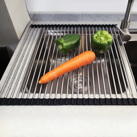 Égouttoir à vaisselle pliable sur évier, moderne et personnalisé, en acier inoxydable 201/304 et silicone/TPE, portable pour cuisine