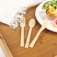 Ensemble de couverts jetables biodégradables pour fête, fourchette, cuillère, couteau, assiettes, ustensiles en bois de bambou pour le camping
