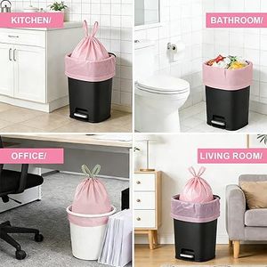 Huamaohengchun100 PCS 4 Gallon Unscented Tiny Waste Bag 15 Liters Liners for <b>Kitchen</b> Office Car and Bathroom, Pink - Product Image 6