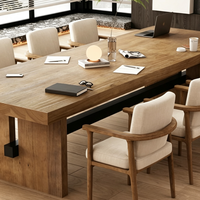 Mesa de Reuniones Comercial de Madera, Mesa de Conferencia Resistente para Oficina, Sala de Negociación Empresarial